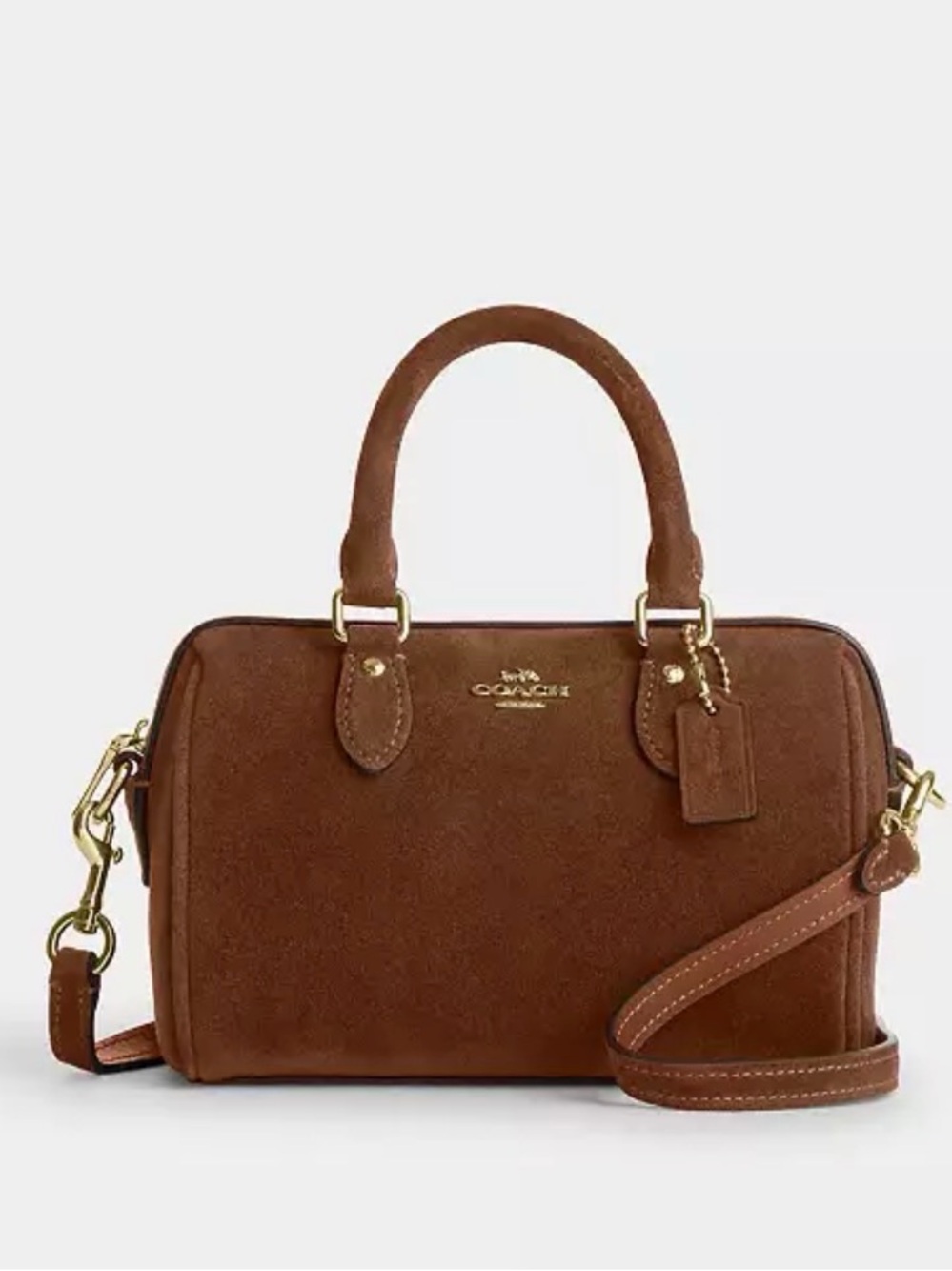 Coach Mini Rowan Brown Suede Crossbody Satchel CEQ65 NWT - Picture 7 of 7